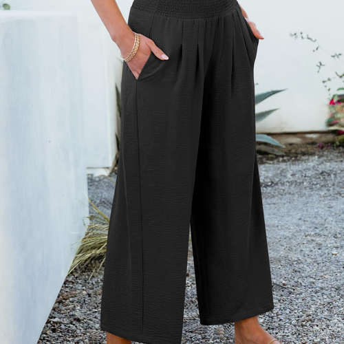 Camila Pantalon Palazzo Femme – Modèle Large Taille Haute avec Poches