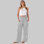 Nova Pantalones Palazzo para Mujer – Modelo de Cintura Alta con Estampado de Rayas y Bolsillos
