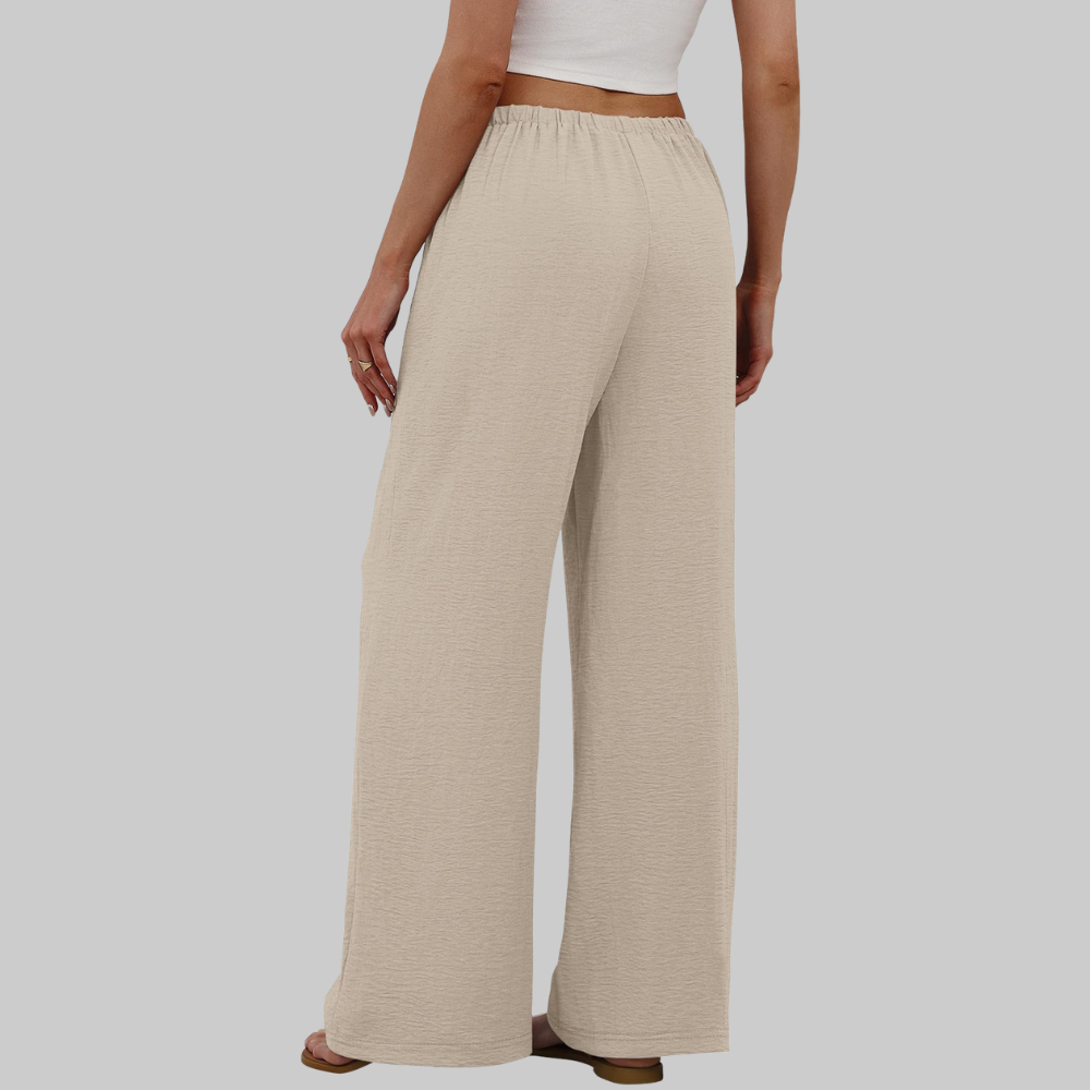 Florence Pantalon Palazzo Femme – Modèle Estival avec Cordon de Serrage, Jambe Large et Poches