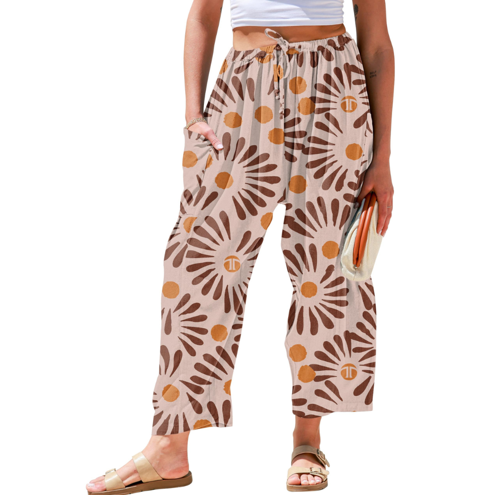 Daphne Pantaloni in Lino Donna – Modello Harem Wide Leg con Coulisse e Tasche