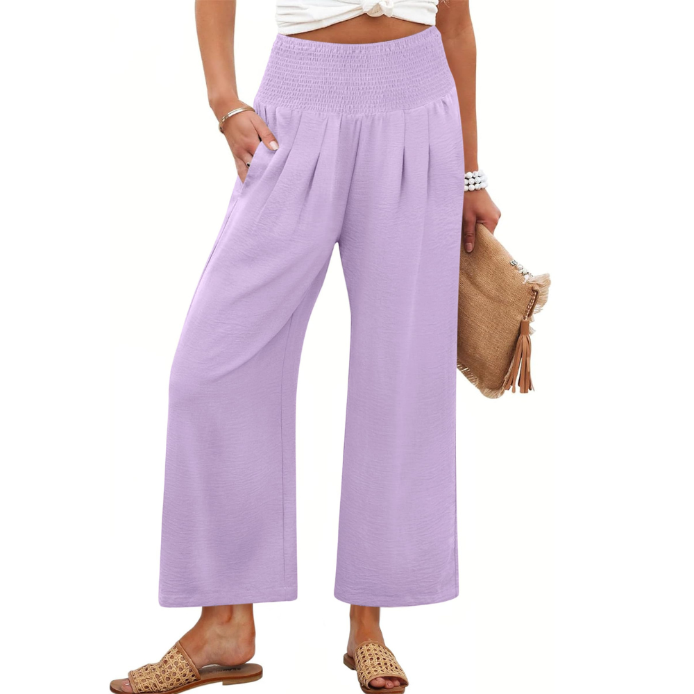 Camila Pantaloni Palazzo Donna – Modello Wide Leg a Vita Alta con Tasche