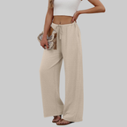 Florence Pantalon Palazzo Femme – Modèle Estival avec Cordon de Serrage, Jambe Large et Poches