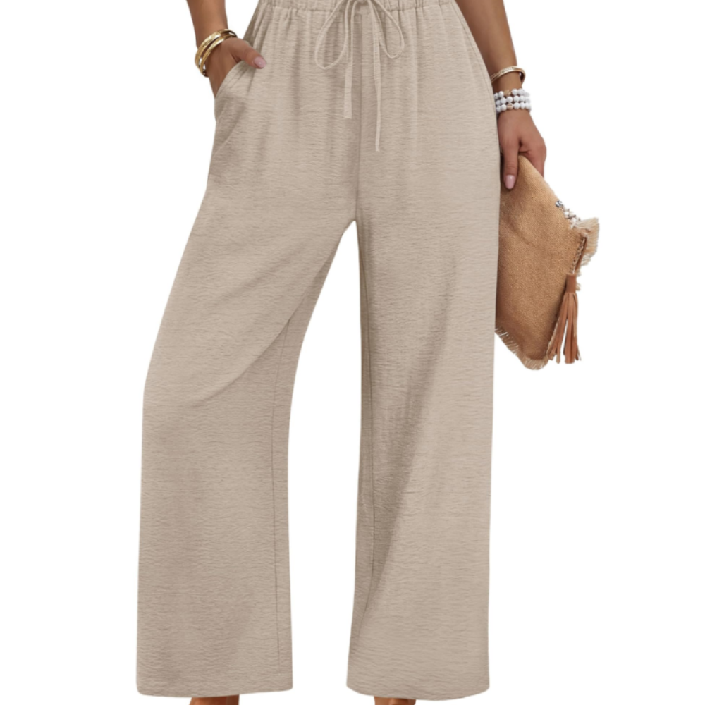 Katherine Pantaloni Palazzo Donna – Modello Wide Leg con Coulisse e Tasche