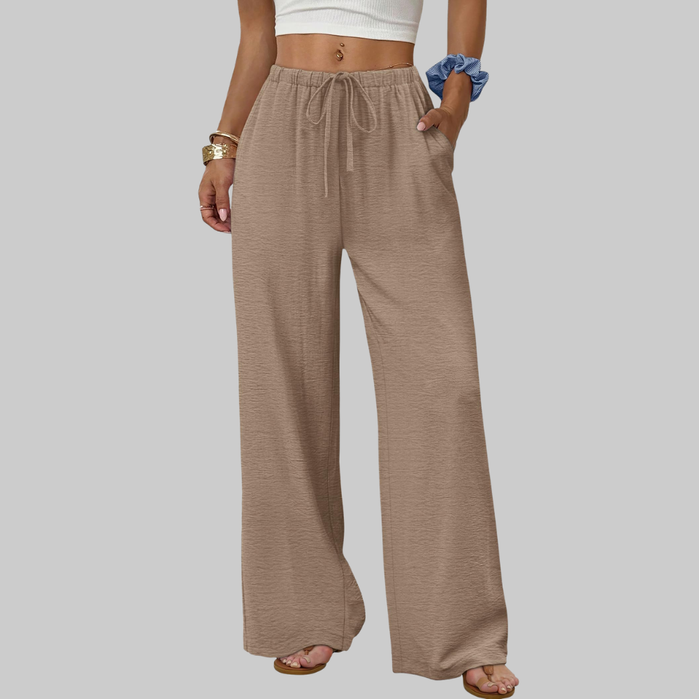 Florence Pantaloni Palazzo Donna – Modello Estivo con Coulisse, Gamba Ampia e Tasche