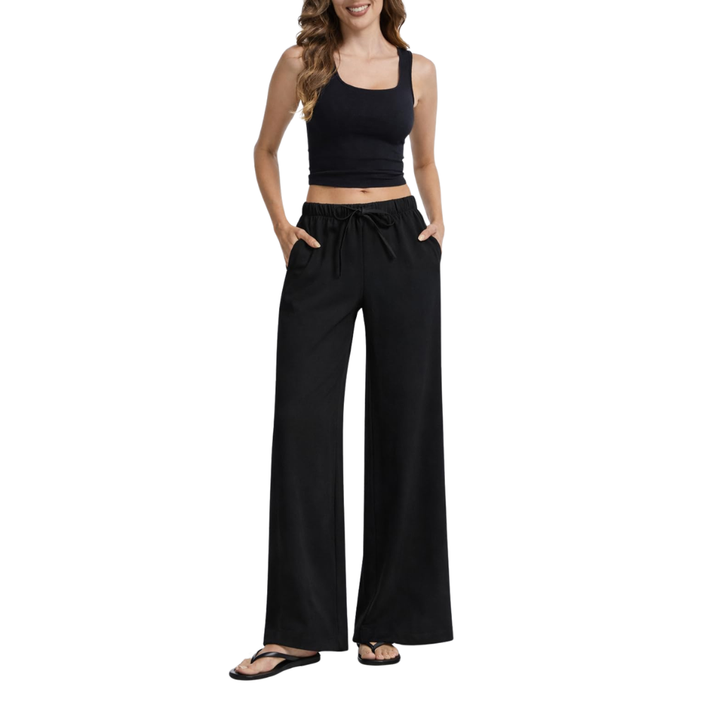 Madeline Pantaloni Wide Leg Donna – Modello Business Casual Antipiega con Tasche