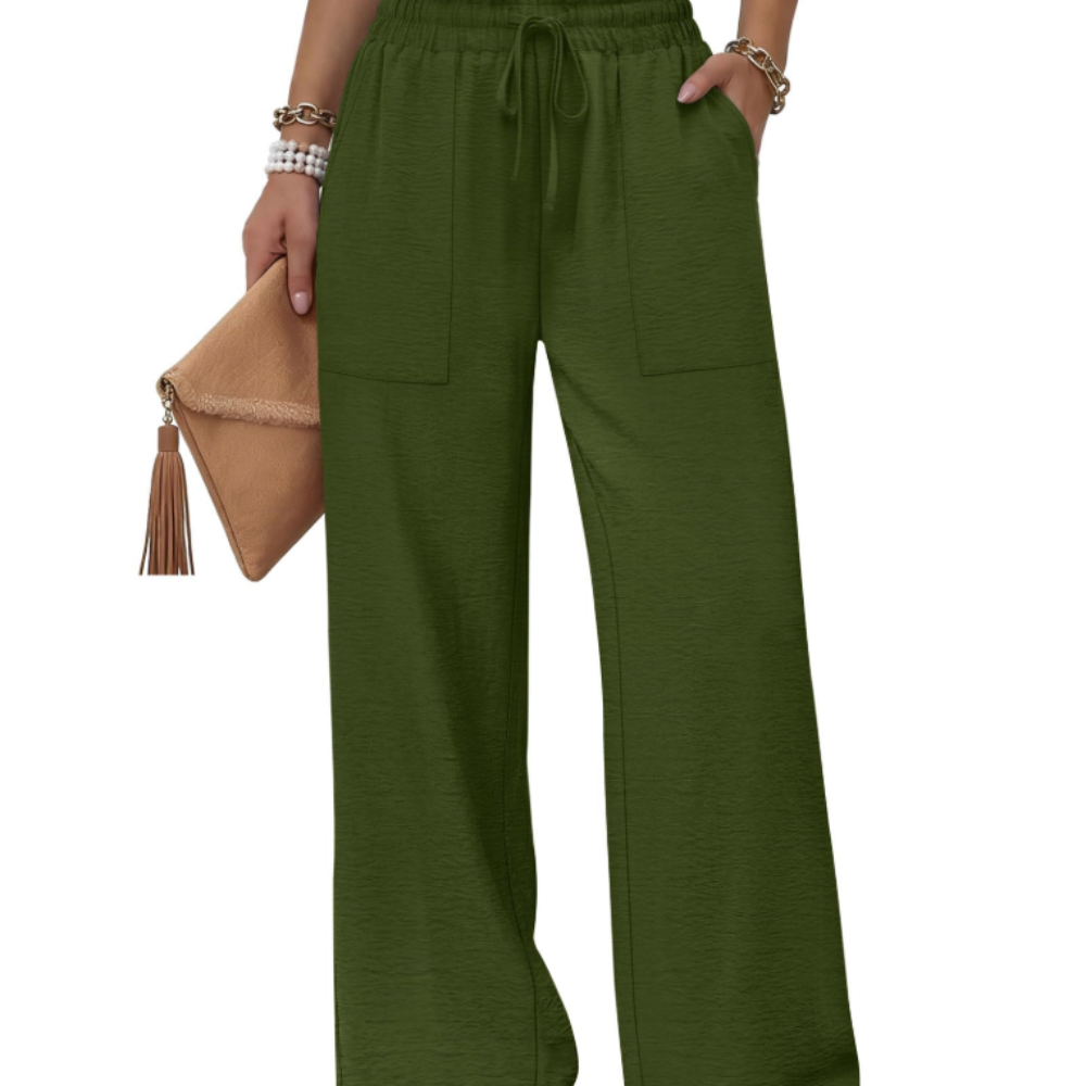 Delilah Pantaloni Wide Leg Donna – Modello Estivo con Coulisse, Volant e Tasche