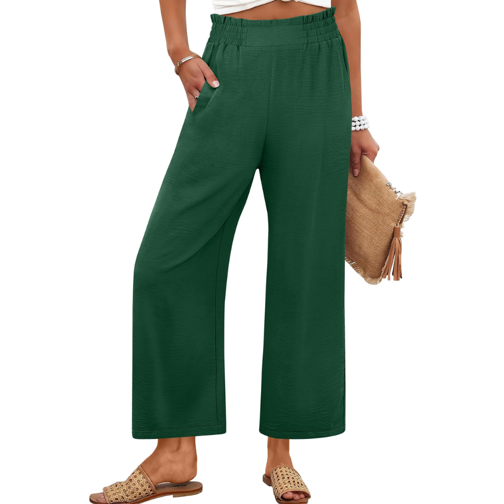 Georgia Pantaloni Palazzo Donna – Modello Cropped a Vita Alta con Tasche