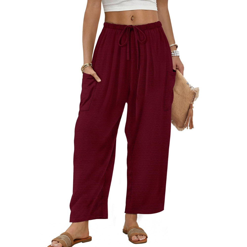 Freya Pantaloni Palazzo Donna – Modello Barrel Wide Leg con Coulisse e Tasche