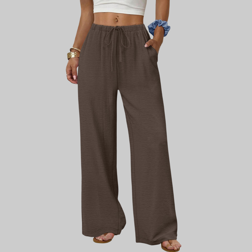 Florence Pantaloni Palazzo Donna – Modello Estivo con Coulisse, Gamba Ampia e Tasche