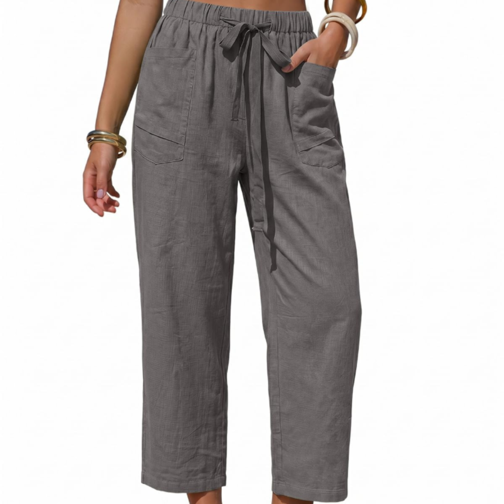 Eleanor Pantaloni Capri Donna – Modello Barrel a Righe con Coulisse e Tasche