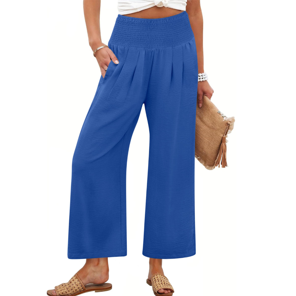Camila Pantaloni Palazzo Donna – Modello Wide Leg a Vita Alta con Tasche