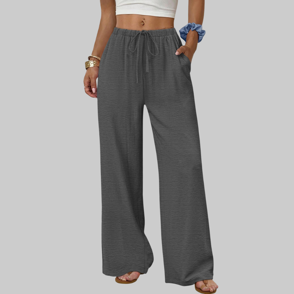 Florence Pantaloni Palazzo Donna – Modello Estivo con Coulisse, Gamba Ampia e Tasche