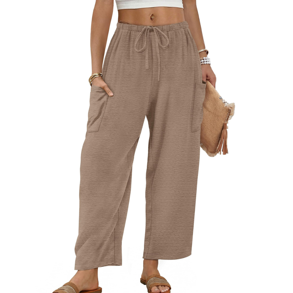 Freya Pantaloni Palazzo Donna – Modello Barrel Wide Leg con Coulisse e Tasche