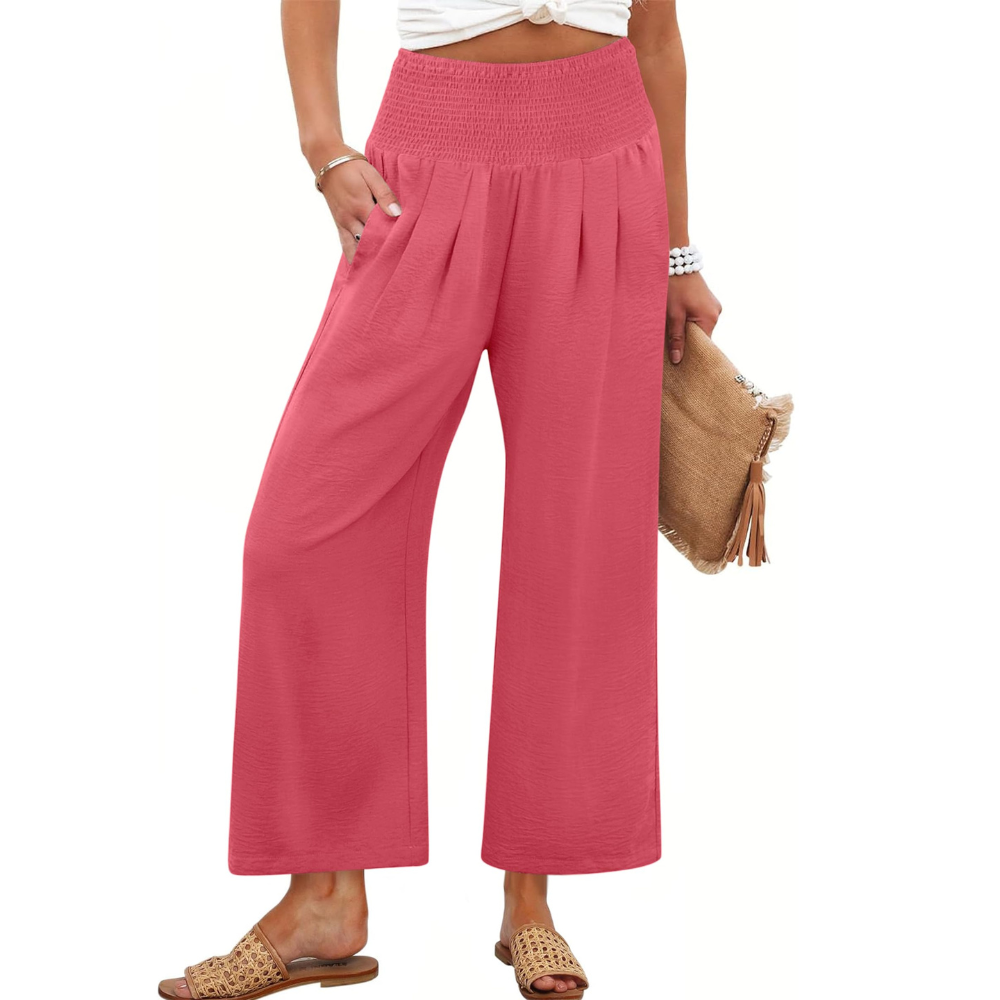 Camila Pantaloni Palazzo Donna – Modello Wide Leg a Vita Alta con Tasche