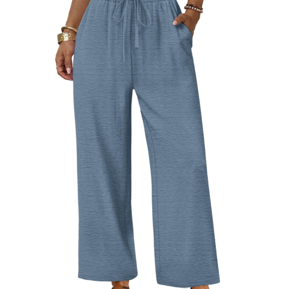 Katherine Pantaloni Palazzo Donna – Modello Wide Leg con Coulisse e Tasche