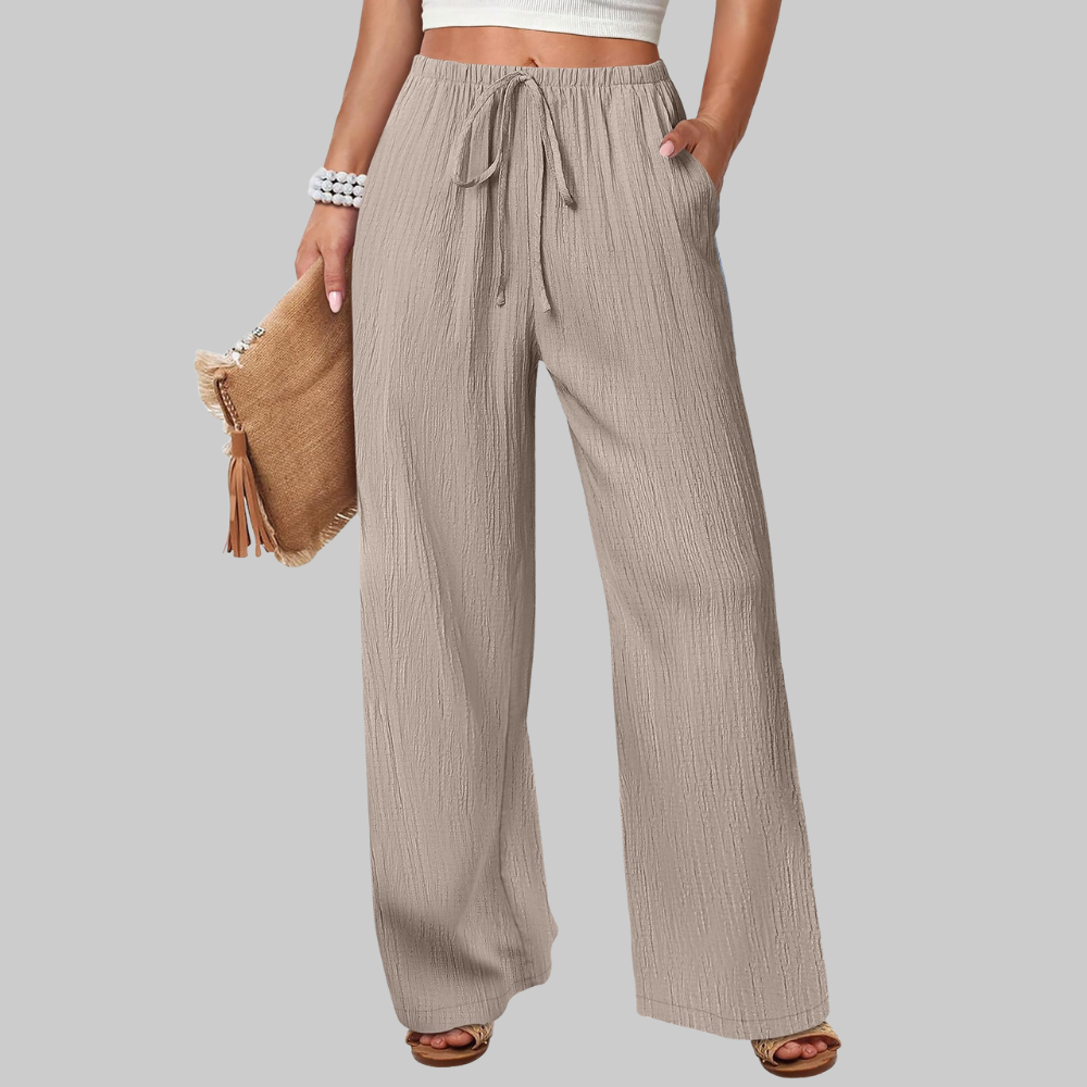 Evelyn Pantaloni Palazzo Donna – Modello Estivo a Gamba Ampia con Coulisse e Tasche