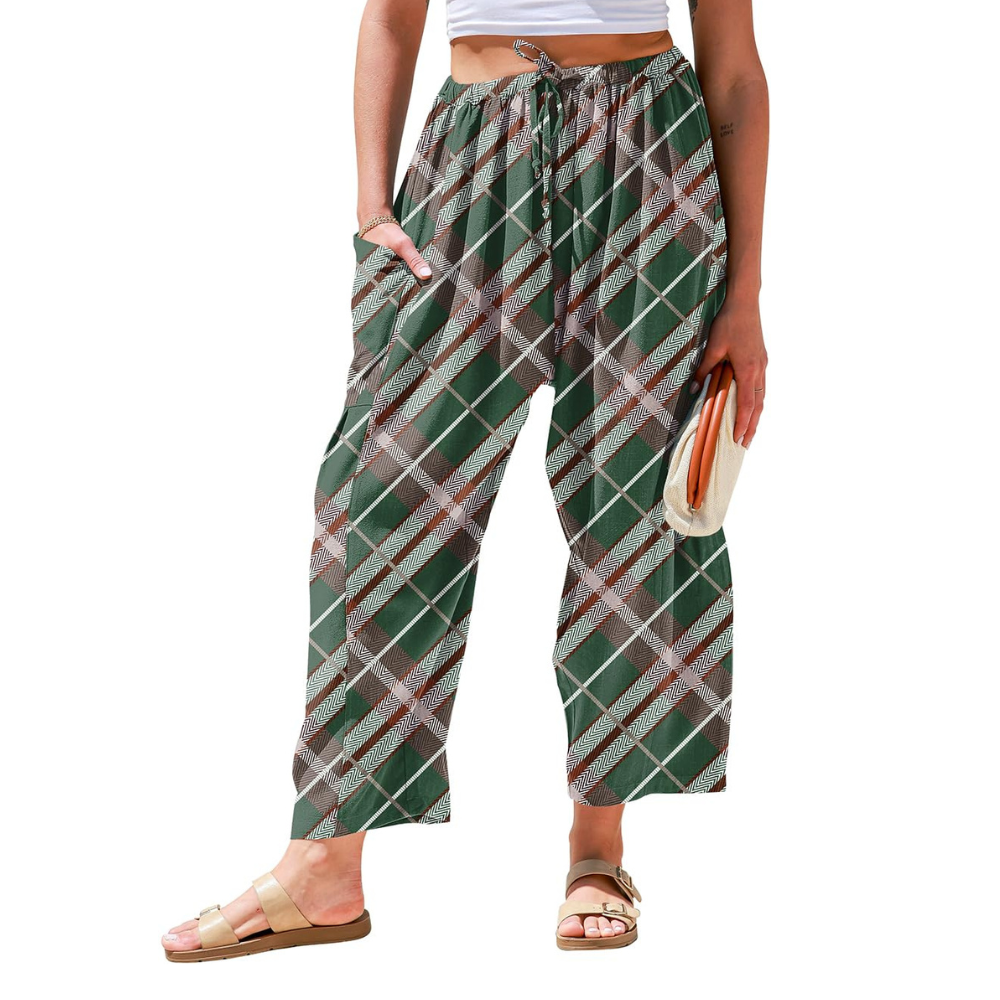 Daphne Pantaloni in Lino Donna – Modello Harem Wide Leg con Coulisse e Tasche