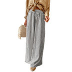 Peper Pantaloni Wide Leg Donna – Modello a Righe con Coulisse e Tasche