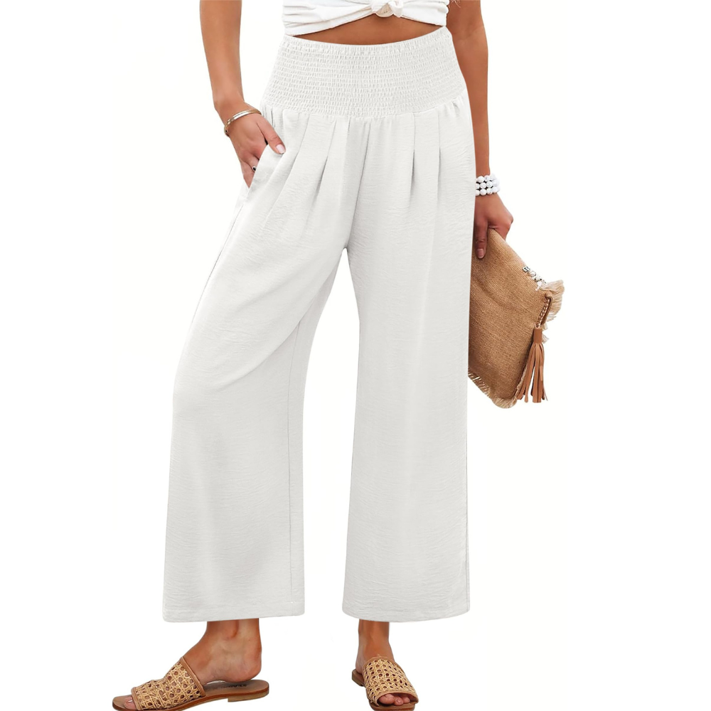 Camila Pantaloni Palazzo Donna – Modello Wide Leg a Vita Alta con Tasche