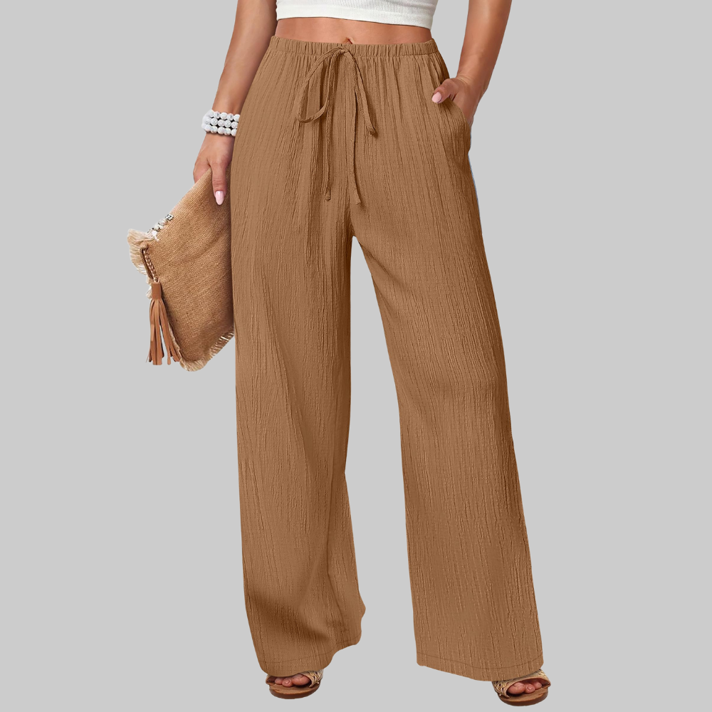 Evelyn Pantaloni Palazzo Donna – Modello Estivo a Gamba Ampia con Coulisse e Tasche