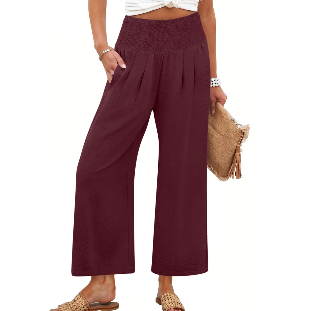 Camila Pantaloni Palazzo Donna – Modello Wide Leg a Vita Alta con Tasche