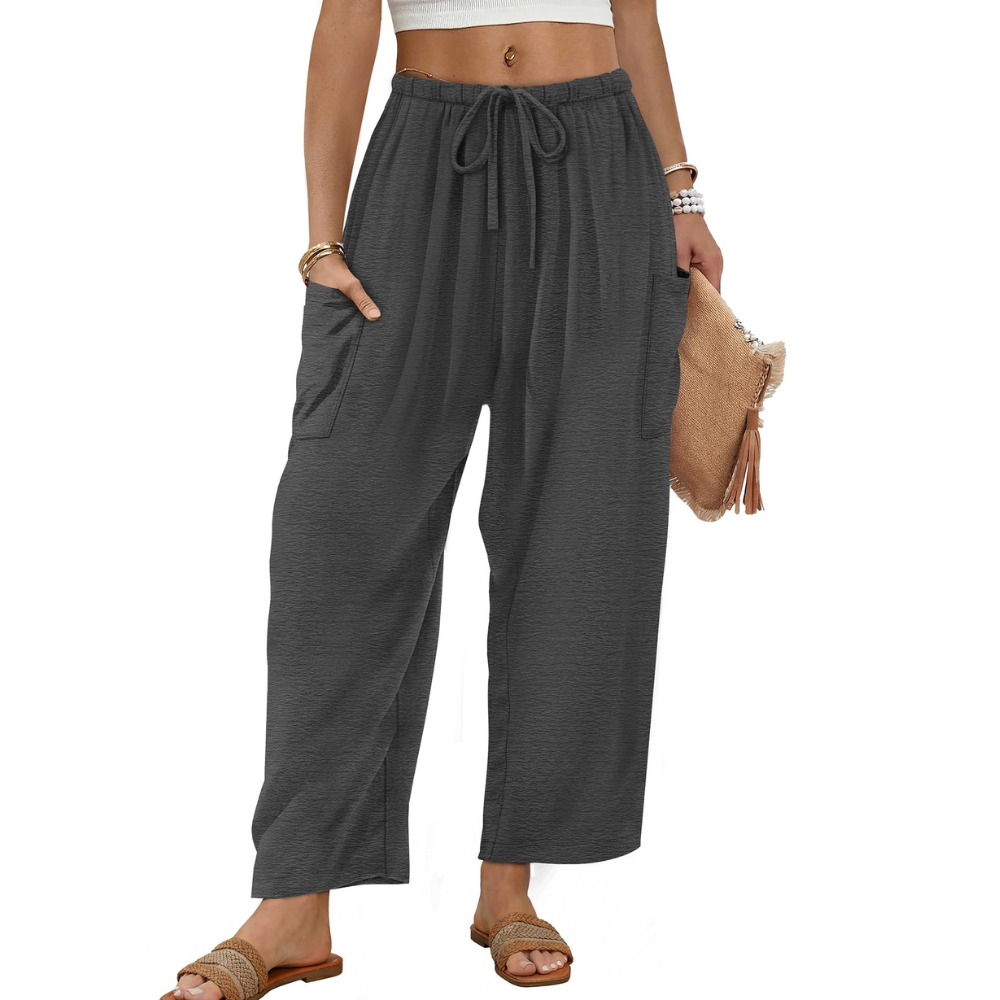 Freya Pantaloni Palazzo Donna – Modello Barrel Wide Leg con Coulisse e Tasche