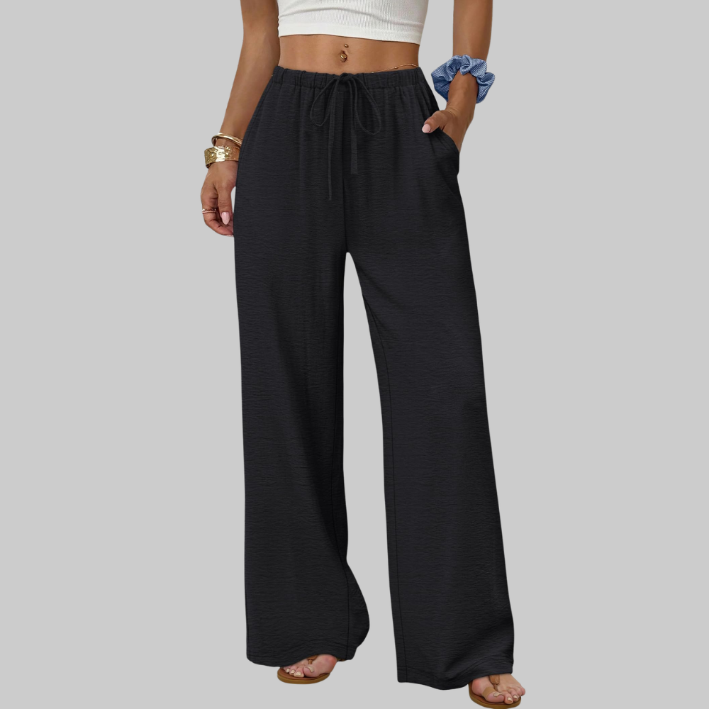 Florence Pantaloni Palazzo Donna – Modello Estivo con Coulisse, Gamba Ampia e Tasche