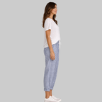 Fairy Pantalon Femme à Rayures – Pantalon Estival avec Taille Élastique et Cordon