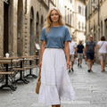 Breilla Jupe Maxi Femme Bohème – Jupe Longue en Coton avec Détails en Dentelle Crochet
