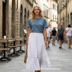 Breilla Jupe Maxi Femme Bohème – Jupe Longue en Coton avec Détails en Dentelle Crochet