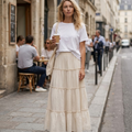 Jupe Layza Donna Maxi – Jupe Longue Bohème à Volants avec Taille Haute Élastiquée