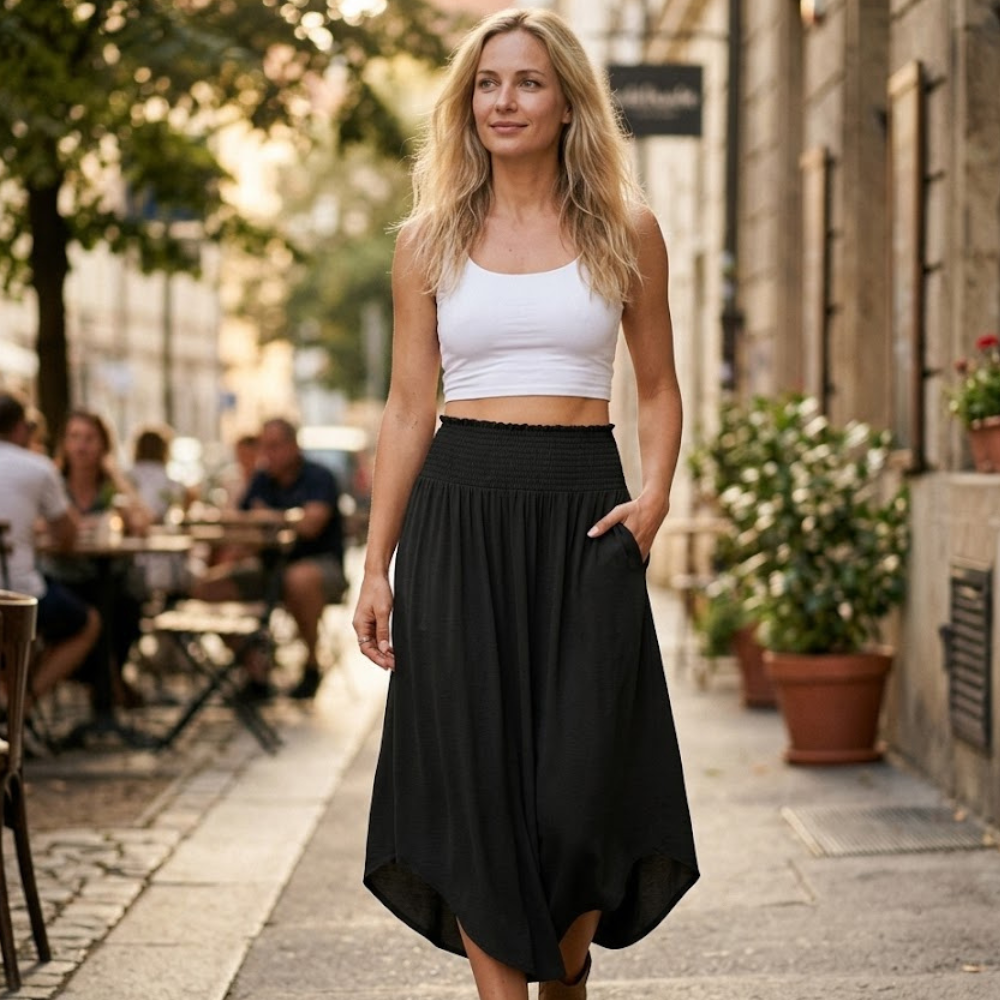 Gonna Lulu Donna – Gonna Maxi Boho Floreale a Vita Alta con Tasche