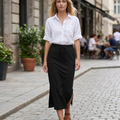 Jessa Jupe Maxi Femme – Jupe Longue Casual Chic avec Taille Réglable et Fentes Latérales