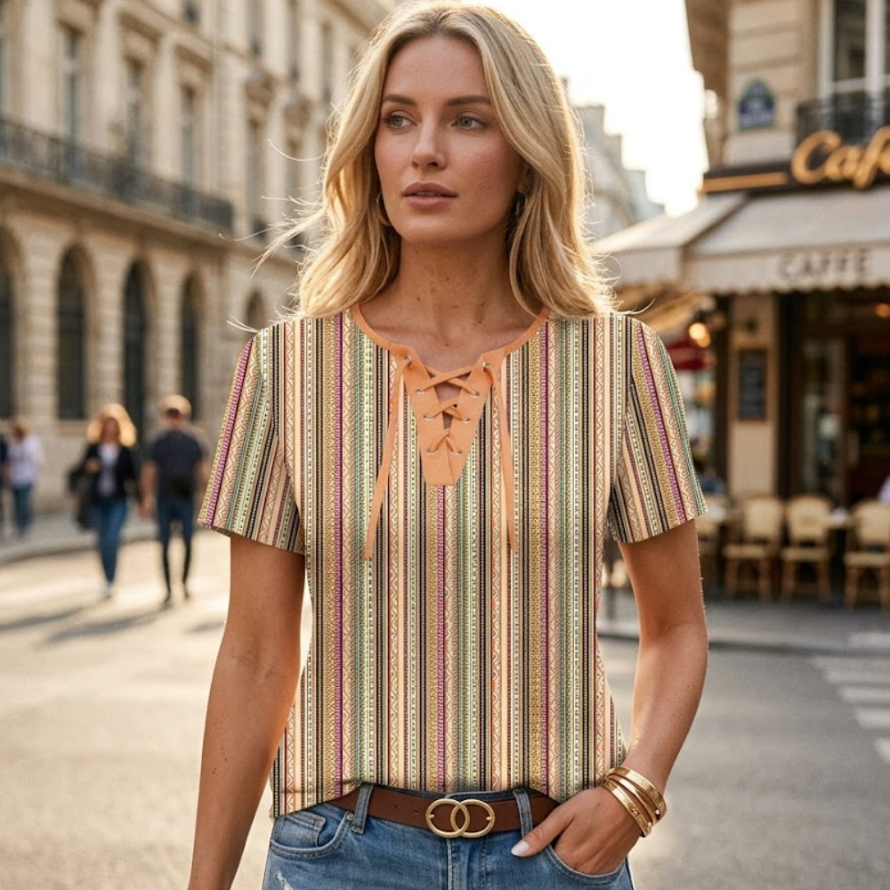 Giorgia Pull Femme – Col en V Croisé, Manches Courtes, Casual Élégant Estival