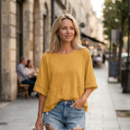 Elena T-shirt Femme d'Été – Manches Chauve-Souris, Col Rond, Oversize Décontracté