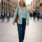 Sofia Chemise Femme – Blouse à Rayures Oversize, Boutons, Manches Longues Décontractée