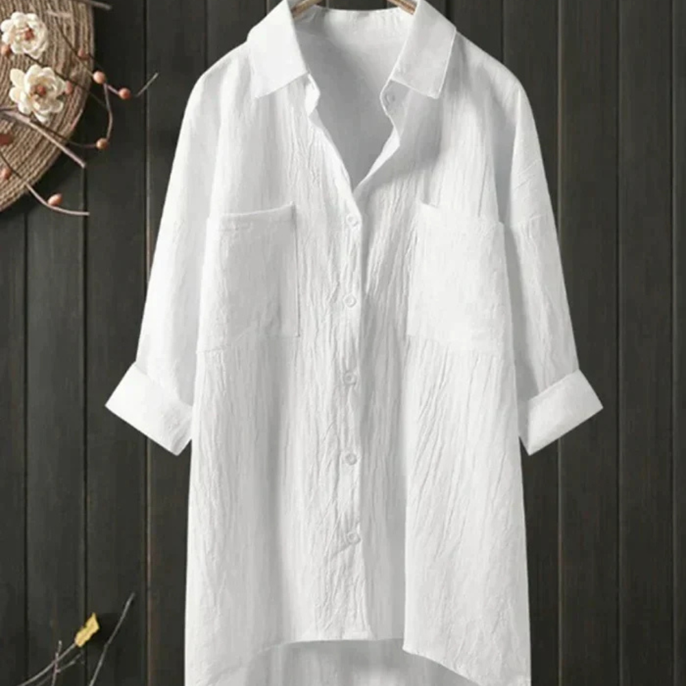 Bess Blouse Femme en Lin – Chemise Estivale Légère, Coupe Ample, Élégante Casual