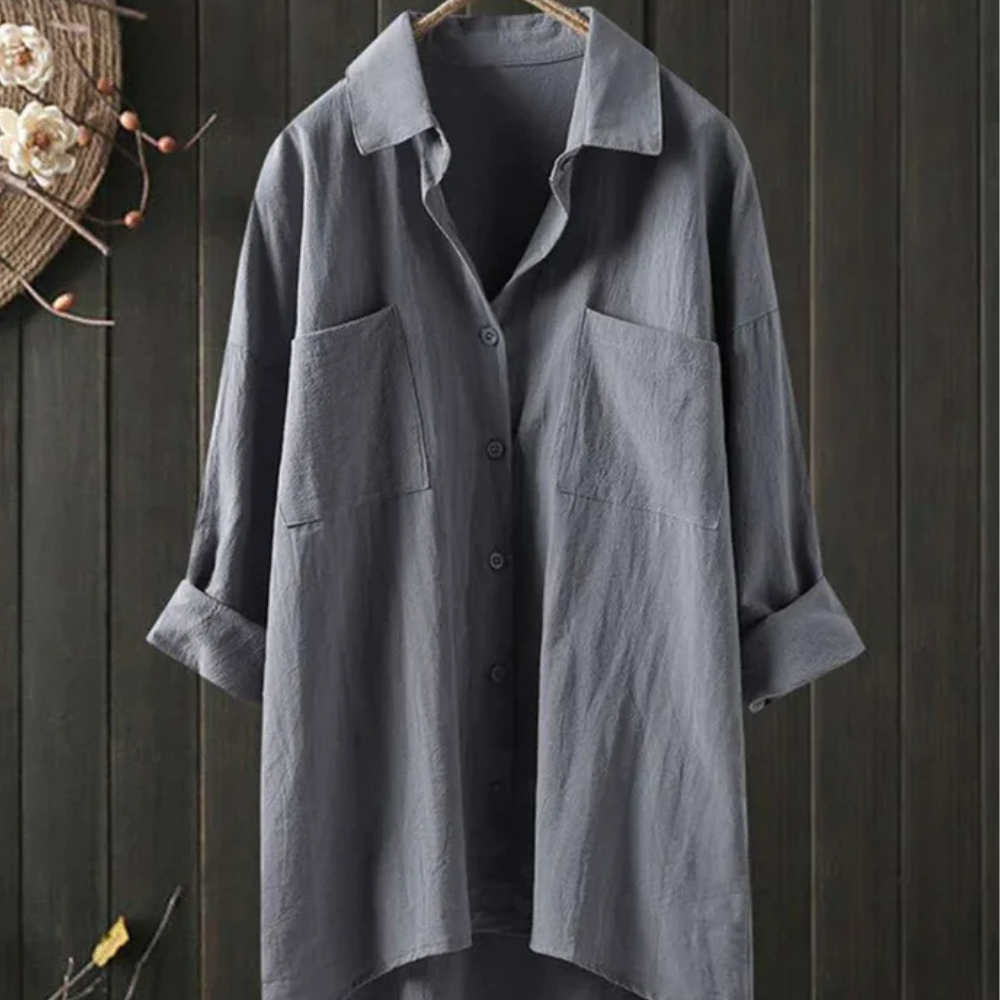 Bess Blusa Mujer de Lino – Camisa Ligera de Verano, Corte Amplio, Elegante Casual