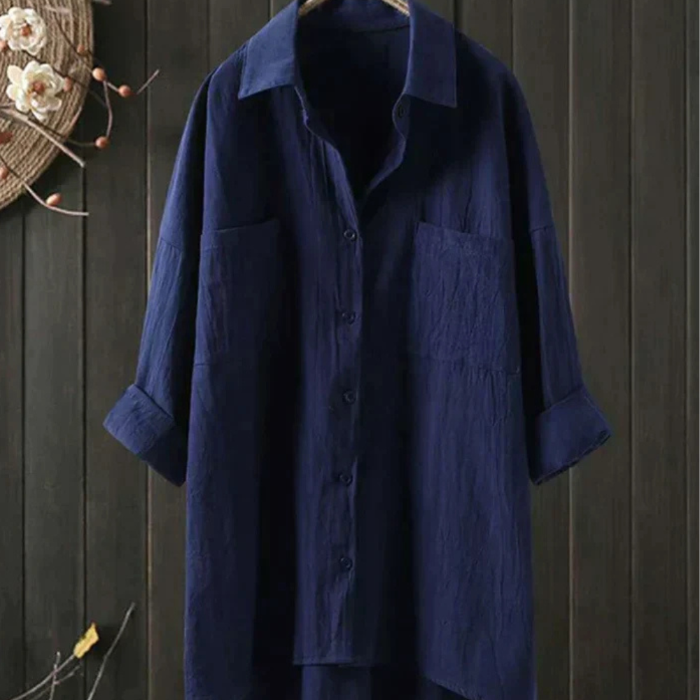Bess Blusa Mujer de Lino – Camisa Ligera de Verano, Corte Amplio, Elegante Casual