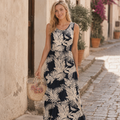 Giulia Vestido Maxi para Mujer – Vestido sin Mangas con Cuello Redondo, Bolsillos Casual de Verano