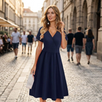 Ruby Women's Wrap Dress – Midi Dress with V-Neck, Short Sleeves, and Pockets