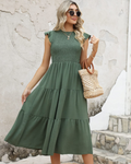 Sabrina Maxi Dress for Women – Tiered Dress with High Waist & Flared Sleeves