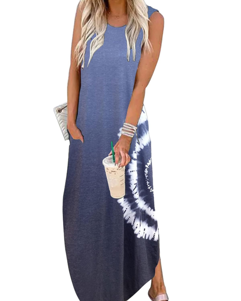 Mila Abito Donna – Vestito Maxi Senza Maniche con Spacco Laterale, Tasche & Fit Morbido
