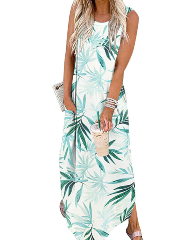 Mila Abito Donna – Vestito Maxi Senza Maniche con Spacco Laterale, Tasche & Fit Morbido