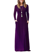 Georgia Abito Maxi Donna – Vestito Lungo a Maniche Lunghe con Tasche e Vestibilità Ampia