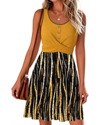 Freya Vestido de Mujer – Vestido Floral en Línea A con Cuello Redondo, Bolsillos y Detalles en Contraste