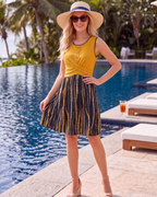 Freya Vestido de Mujer – Vestido Floral en Línea A con Cuello Redondo, Bolsillos y Detalles en Contraste