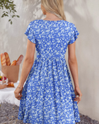 Lydia Abito Femme – Robe Midi d'Été avec Col en V, Boutons Décoratifs et Poches