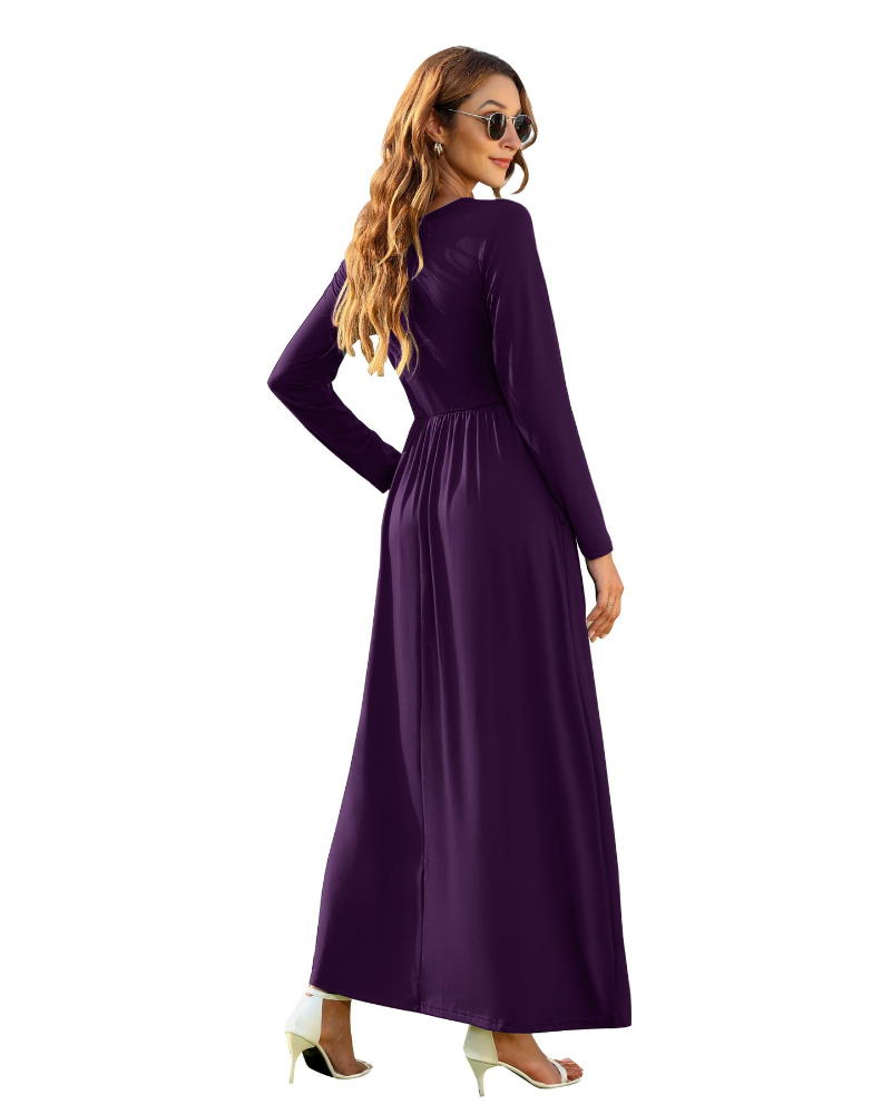 Georgia Abito Maxi Donna – Vestito Lungo a Maniche Lunghe con Tasche e Vestibilità Ampia