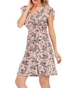 Women's Paige Abito – Floral Mini Dress in Chiffon with V-Neck, Ruffles & A-Line Silhouette